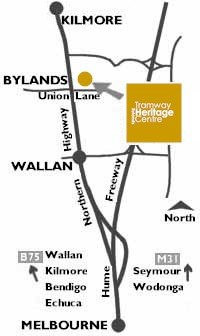 Map: how to get to the Bylands Tramway Heritage Centre